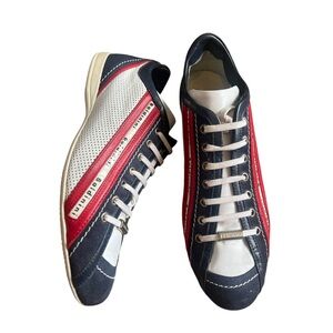Baldinini Italian Leather Sneakers – Red/White/Blue – Retro Sport Style